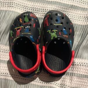 CROCS Black and Red Water Shoes with Monster Design